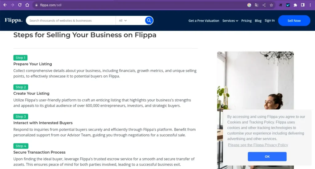 flippa sell my business online following steps